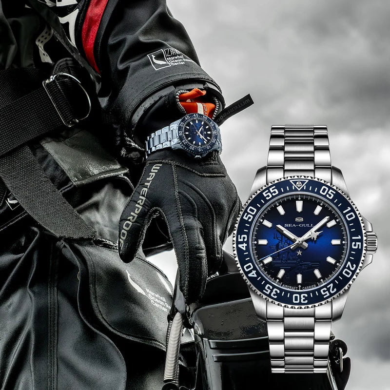 Ocean Series 200m Waterproof Aircraft Carrier Dial Dive Watch 44mm