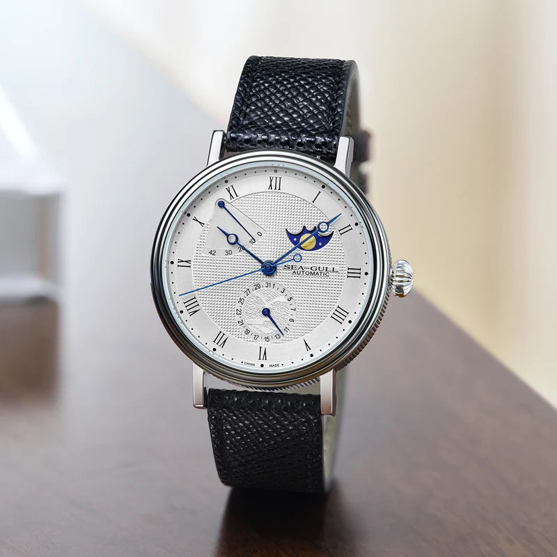 Moon Phase Calendar Power Reserve Indicator Business Watch 41mm