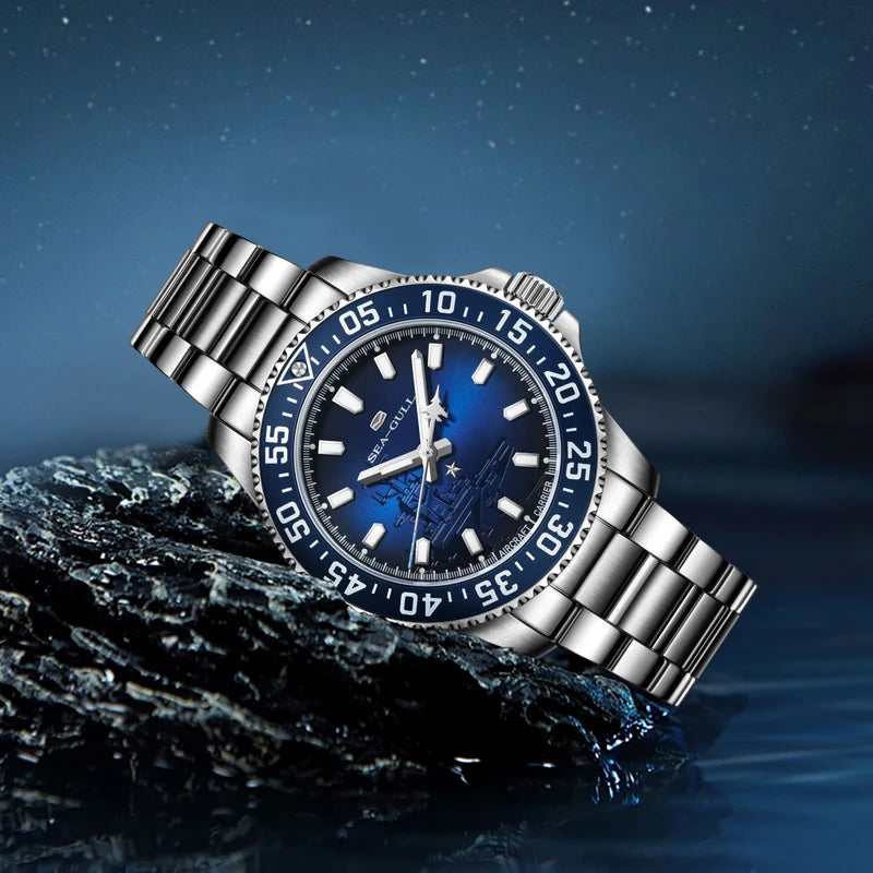 Ocean Series 200m Waterproof Aircraft Carrier Dial Dive Watch 44mm