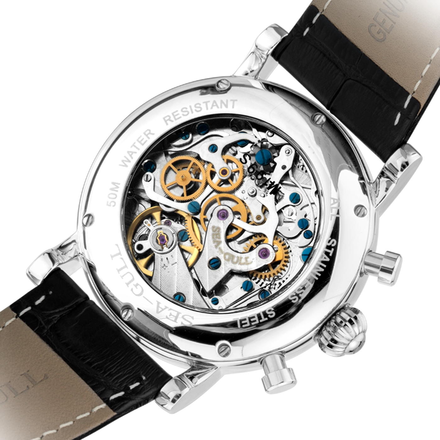 Sea-Gull M199S Classic Chronograph Watch | ST1908 Hand-Winding Mechanical Movement with Moonphase & Date
