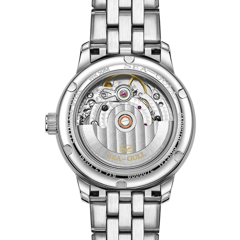 Sea-Gull Ladies Series 32mm Automatic Watch - Concentric Circles Mother-of-Pearl Dial with Diamond Markers (ST2130 Movement)