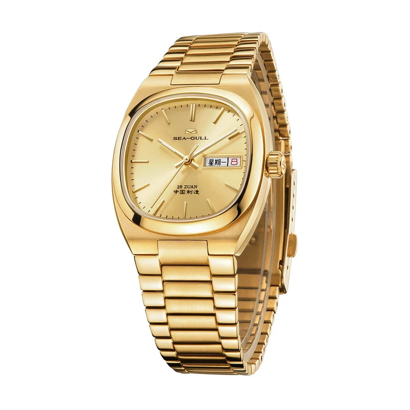 Day-date Calendar Tonneau Golden Watch 36mm