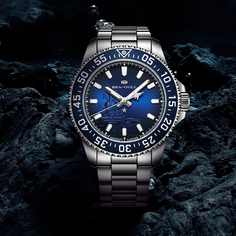 Ocean Series 200m Waterproof Aircraft Carrier Dial Dive Watch 44mm