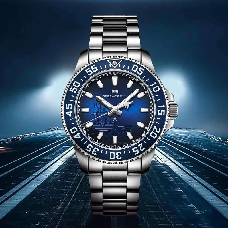 Ocean Series 200m Waterproof Aircraft Carrier Dial Dive Watch 44mm