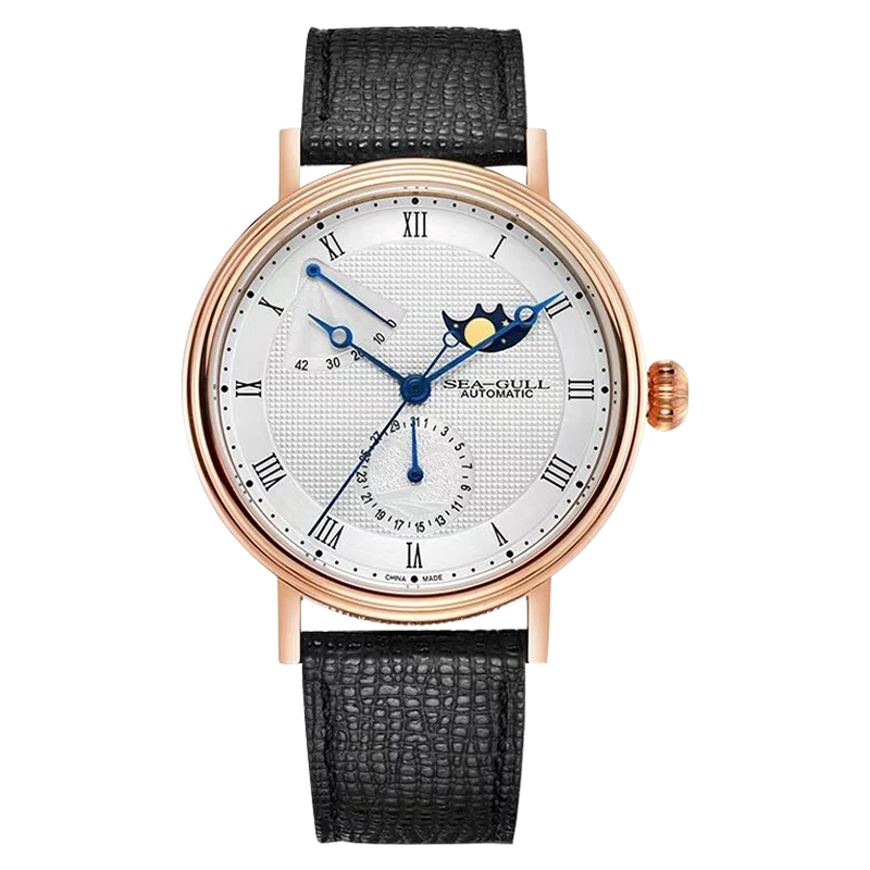 Moon Phase Calendar Power Reserve Indicator Business Watch 41mm