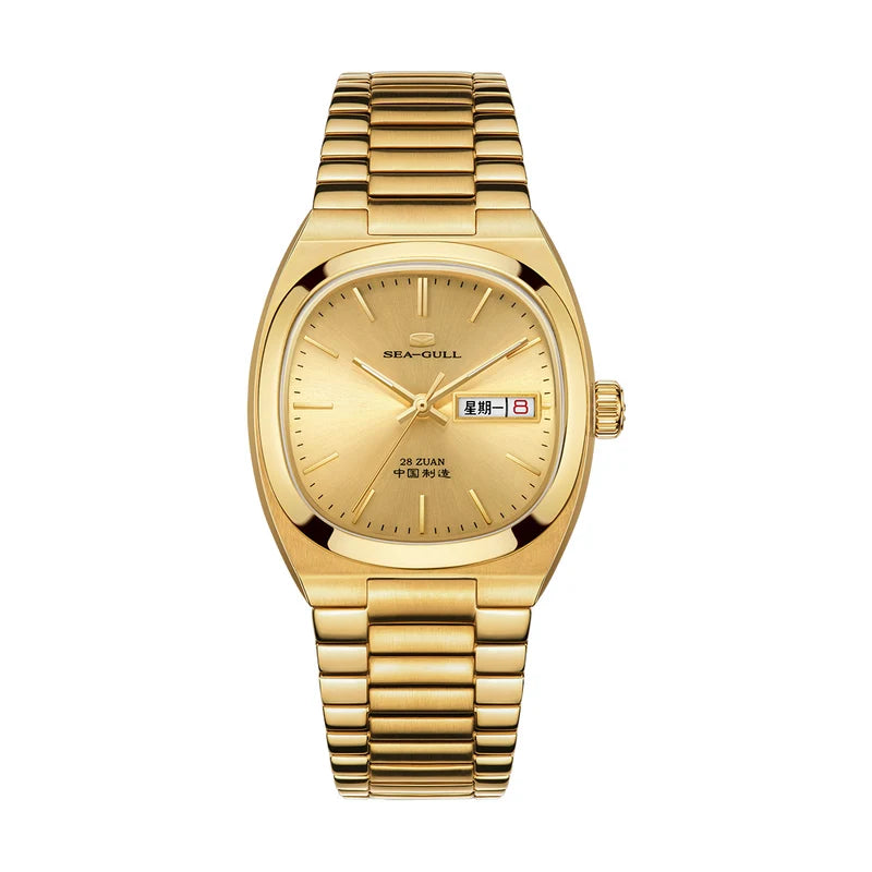 Day-date Calendar Tonneau Golden Watch 36mm
