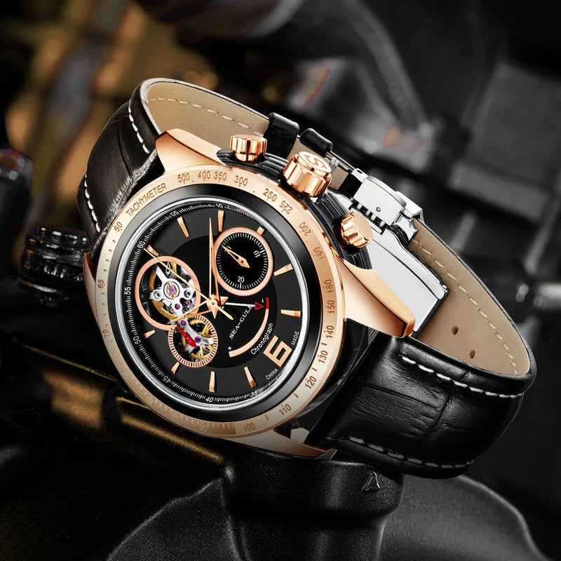 Racing Style Power Reserve Indicator Tachymeter Complication Chronograph 42mm