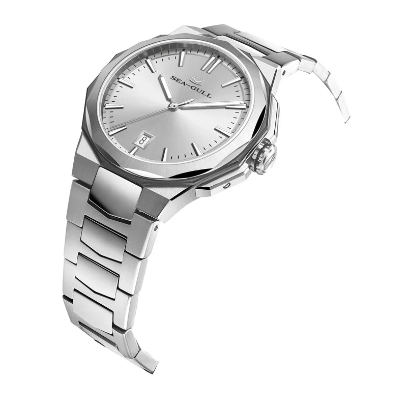 Extraordinary Series Polygonal Bezel Solid-color Sunburst Dial Dress Watch 40mm