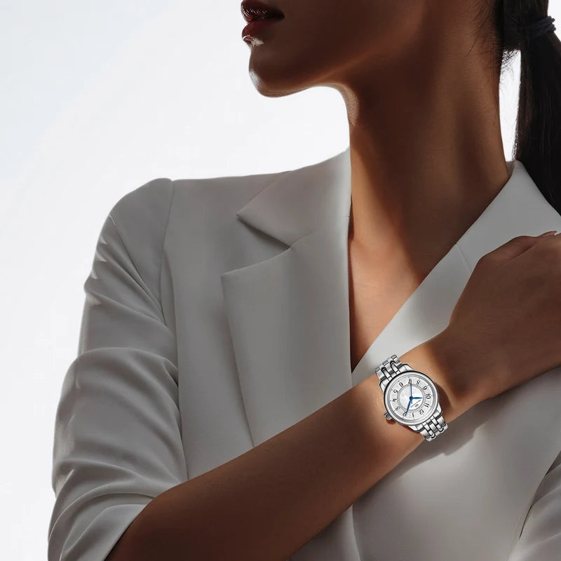 Sea-Gull Ladies Series 32mm Automatic Watch - Concentric Circles Mother-of-Pearl Dial with Diamond Markers (ST2130 Movement)
