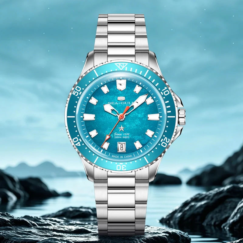 Ocean Series 200m Metallic Gradient Dial Calendar Dive Watch 39mm