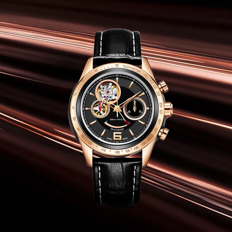 Racing Style Power Reserve Indicator Tachymeter Complication Chronograph 42mm