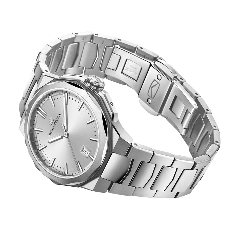 Extraordinary Series Polygonal Bezel Solid-color Sunburst Dial Dress Watch 40mm