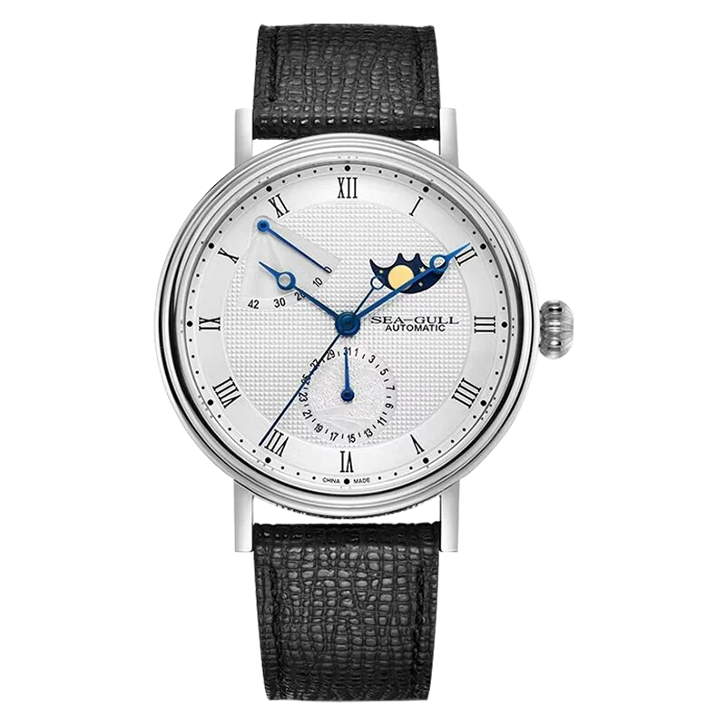 Moon Phase Calendar Power Reserve Indicator Business Watch 41mm