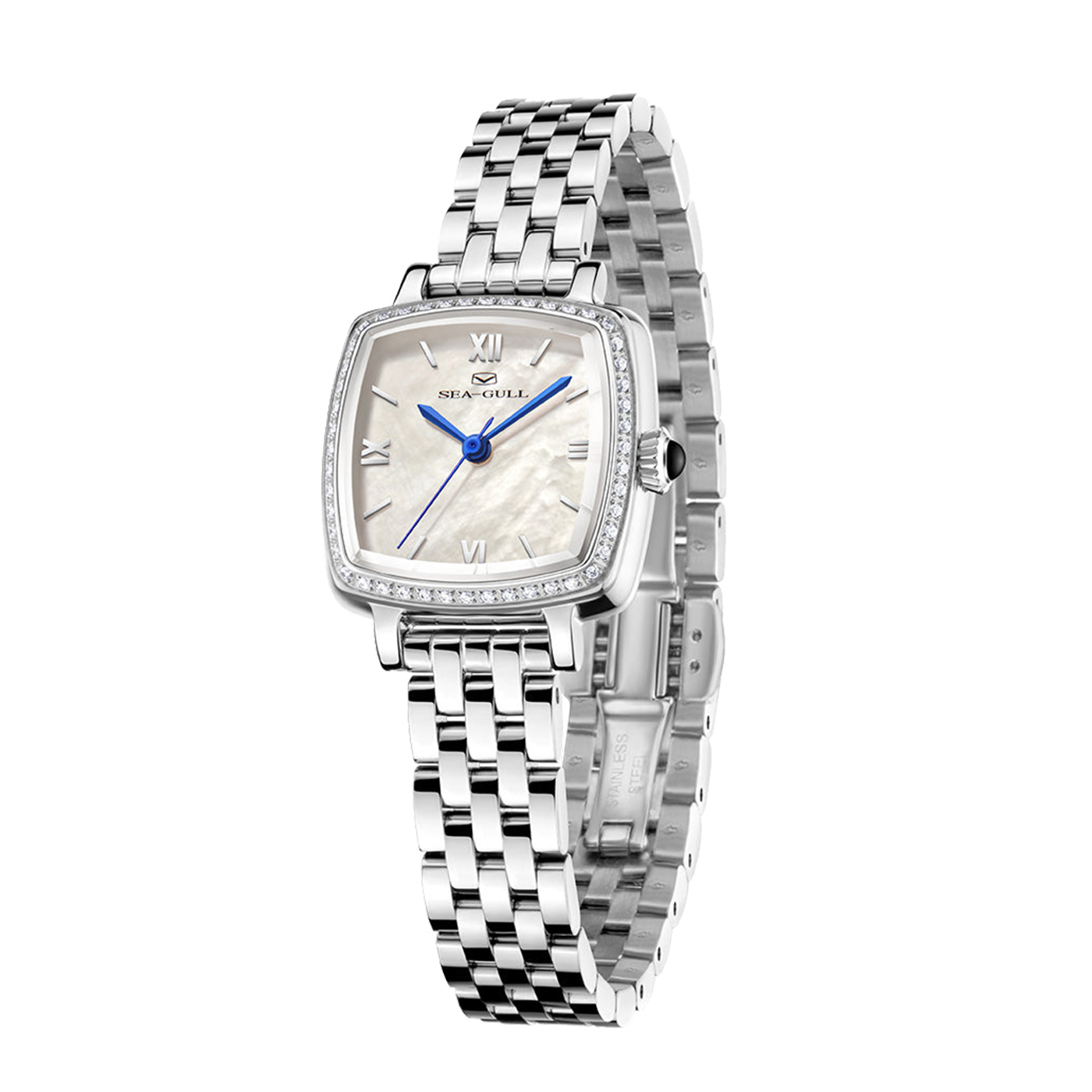 Elegant Square Cube Watch for Women - Sea-Gull 1082L MOP Dial