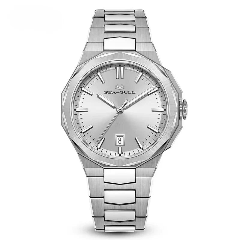 Extraordinary Series Polygonal Bezel Solid-color Sunburst Dial Dress Watch 40mm