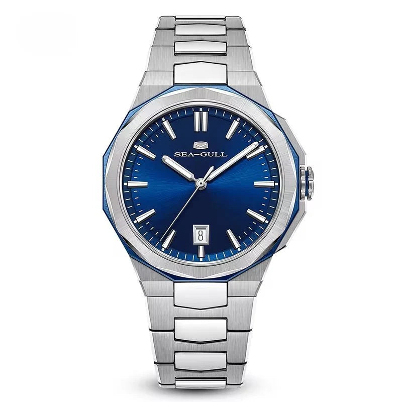 Extraordinary Series Polygonal Bezel Solid-color Sunburst Dial Dress Watch 40mm