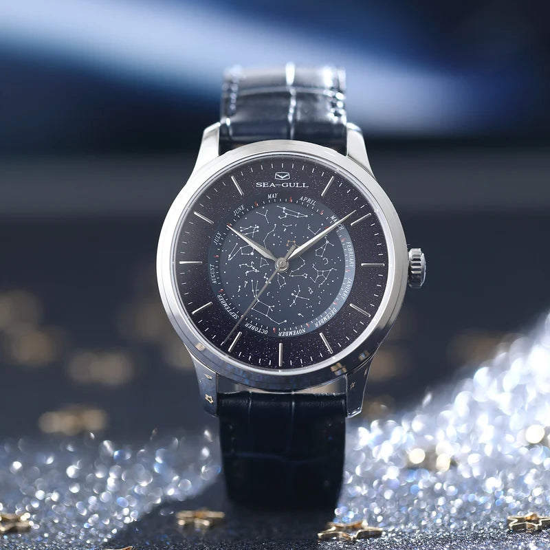 Chinese Astronomy Shimmering Goldstone Dial Complication Watch 41mm