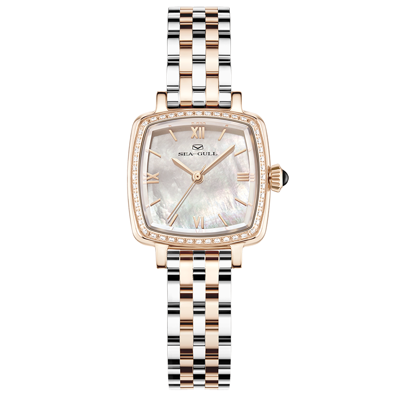 Sea-Gull Oriento Series: Square "Cube" Automatic Watch with Mother-of-Pearl Dial