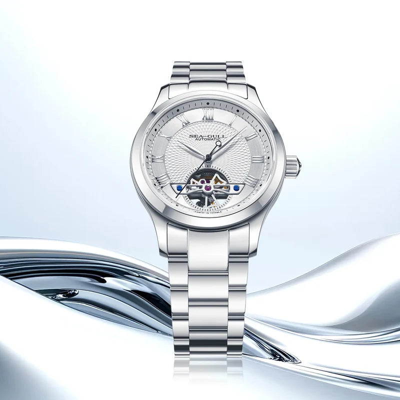 Open Heart Flywheel Guilloché Dial Automatic Watch 39mm