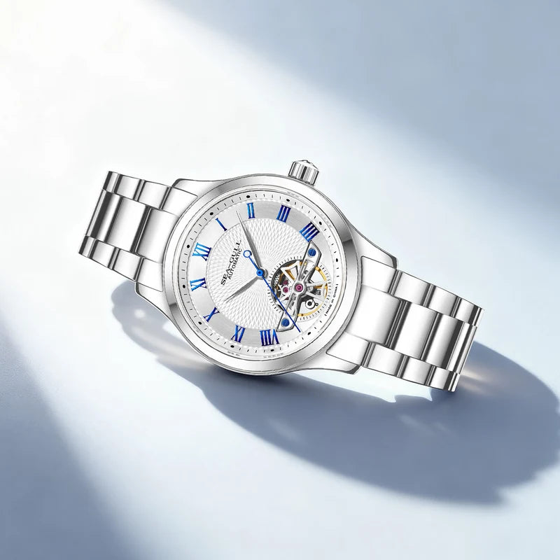 Open Heart Flywheel Guilloché Dial Automatic Watch 39mm