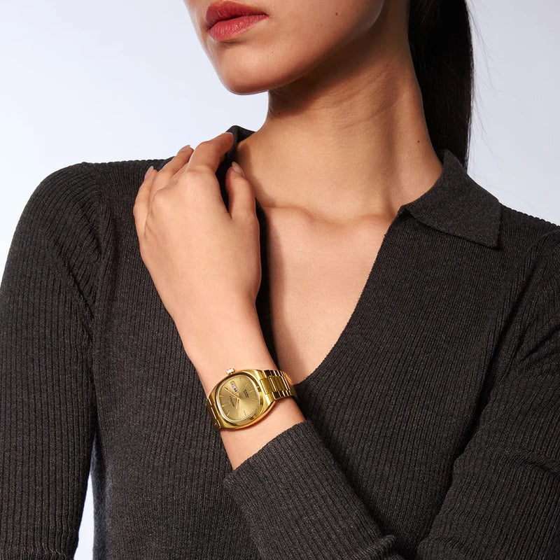 Day-date Calendar Tonneau Golden Watch 36mm