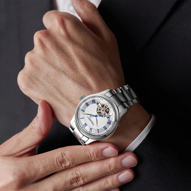 Open Heart Flywheel Guilloché Dial Automatic Watch 39mm