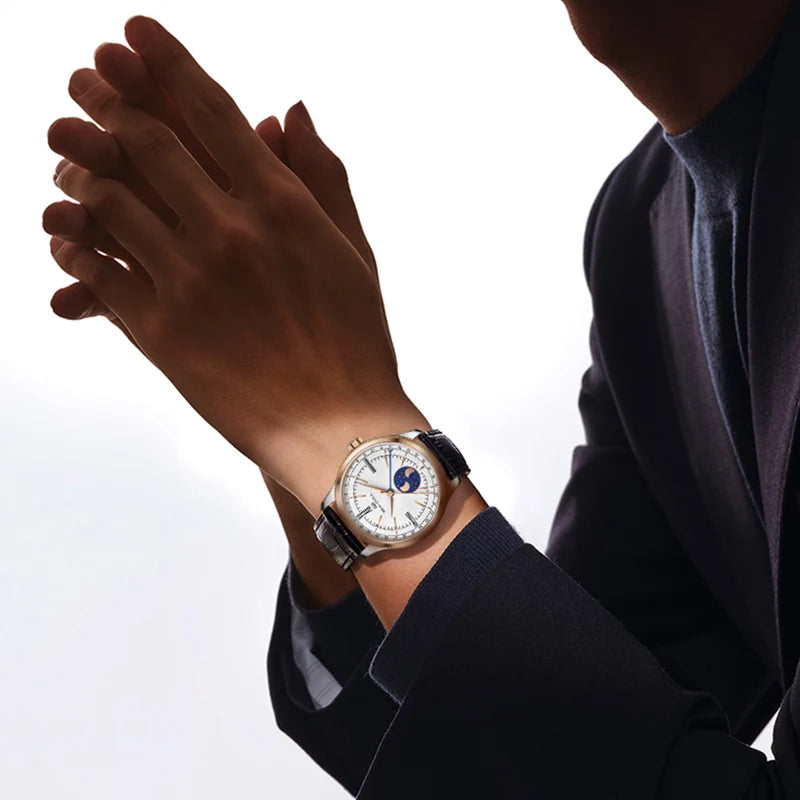 Dual-hemisphere Moon Display Calendar Business Leisure Dress Watch 41mm