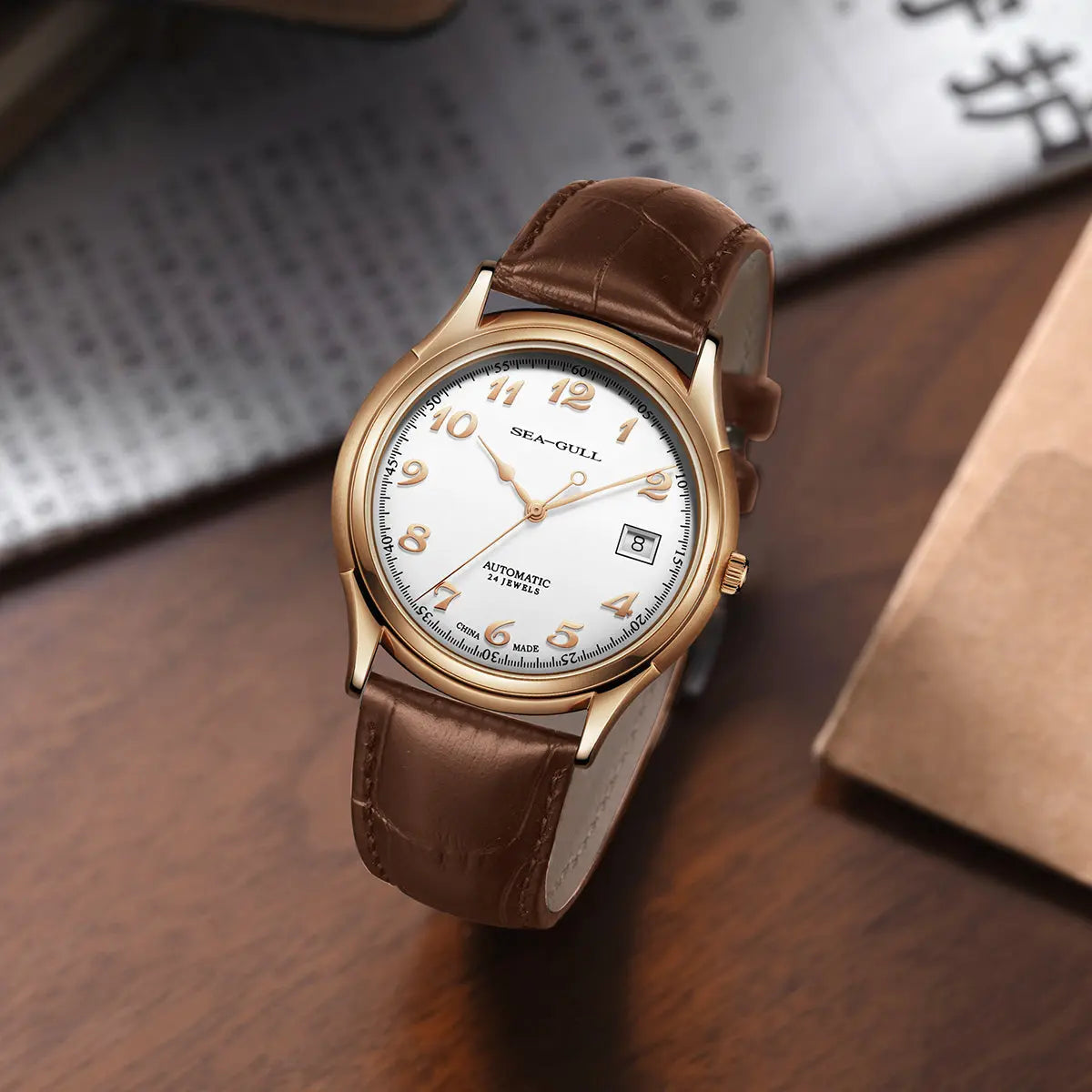 Sea-Gull 1076 Ultra-Thin Classic Dress Watch – 9mm Slim Case with Enamel Dial & ST18 Automatic Movement