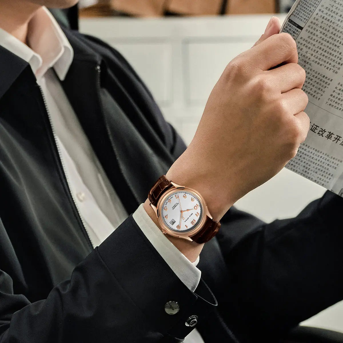 Sea-Gull 1076 Ultra-Thin Classic Dress Watch – 9mm Slim Case with Enamel Dial & ST18 Automatic Movement