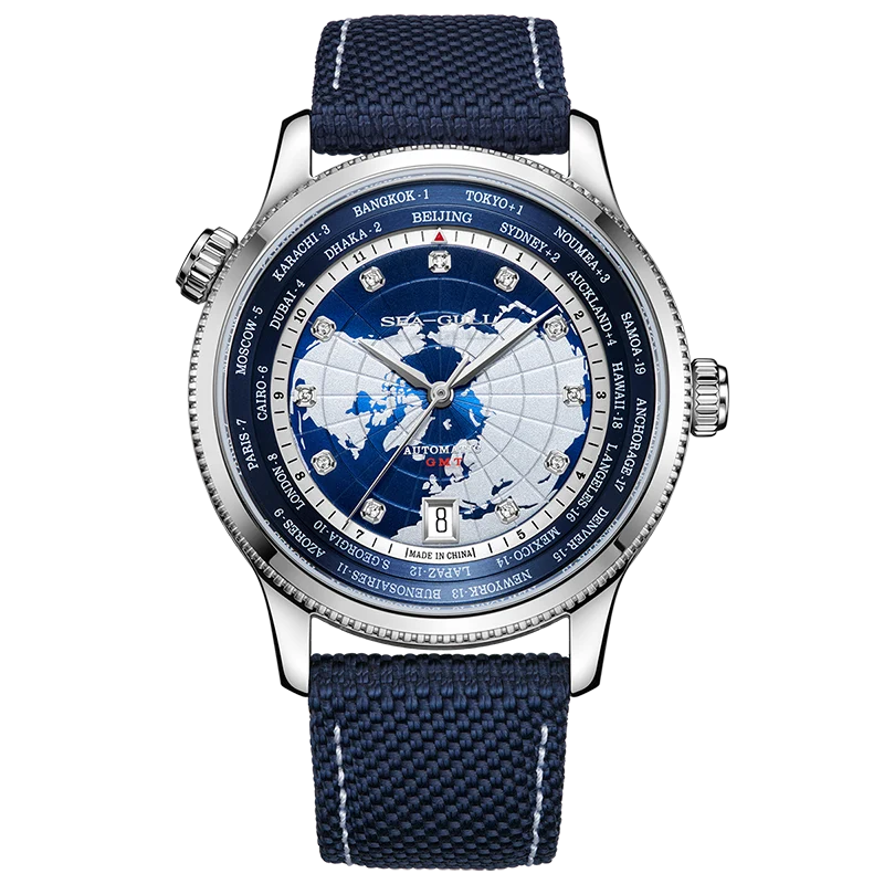 GMT World Time Business Watch Dual Time Zone Calendar 41mm