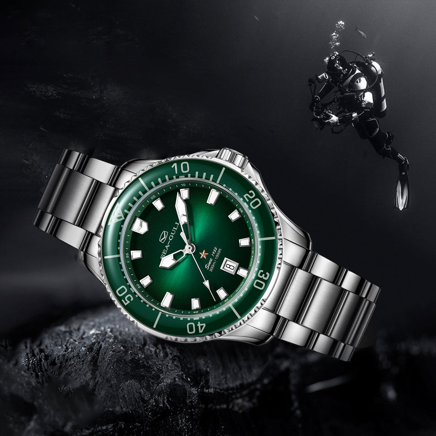 Seagull Ocean Series Pro 300M Diver – Professional Automatic Watch (Green, Blue & Black Edition)