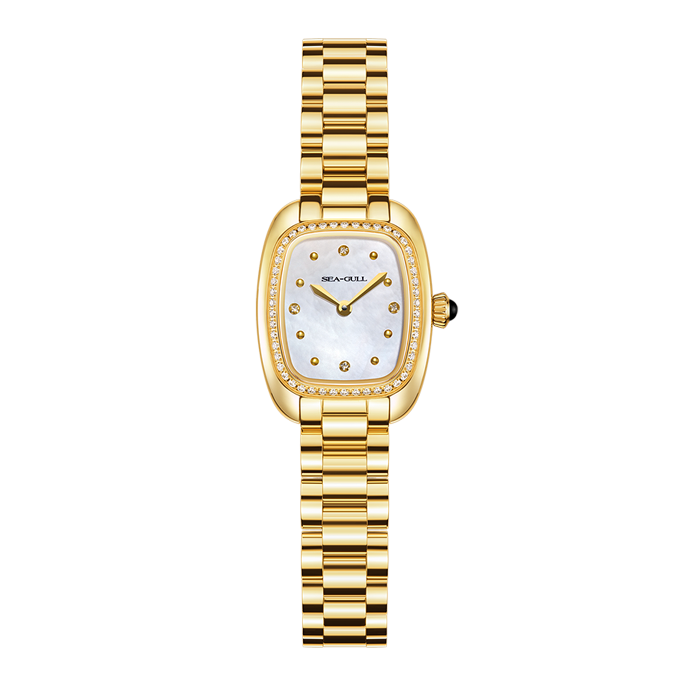 Sea-Gull 1081L Lady Automatic Watch: Retro Square Mother-of-Pearl Dial with Sapphire Crystal & Art Deco Design