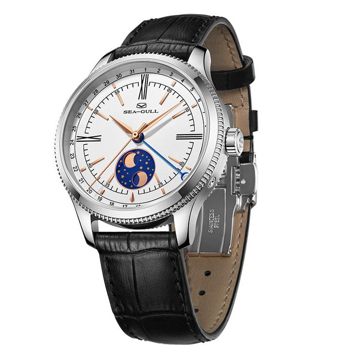 Dual-hemisphere Moon Display Calendar Business Leisure Dress Watch 41mm