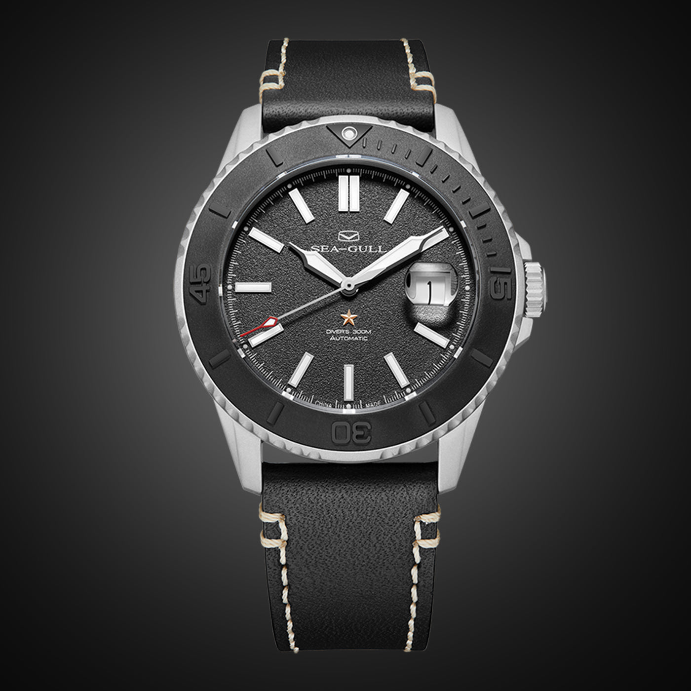 Ocean Series Pro 300m Waterproof Sandblasted Dial 3D Titanium Ceramic Bezel Diving Watch 43.5mm