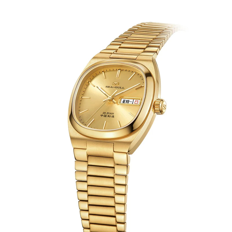 Day-date Calendar Tonneau Golden Watch 36mm