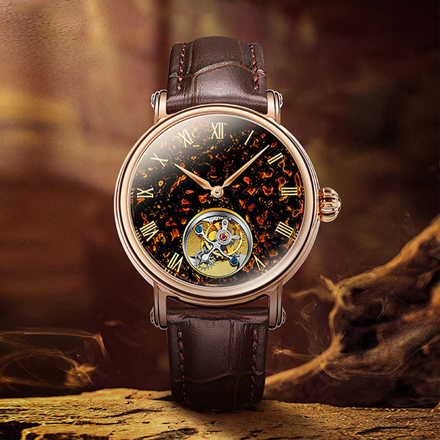 Seagull Chinese Zodiac Dragon Golden Lacquer Tourbillon Watch