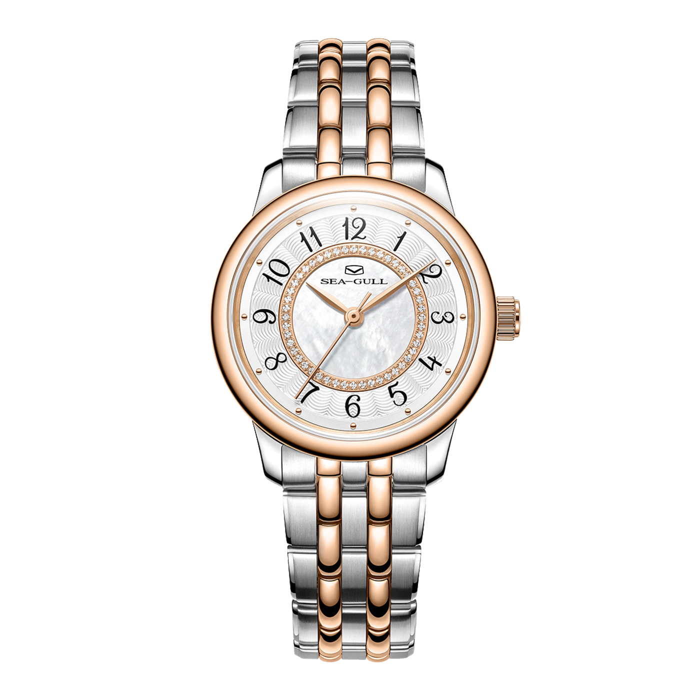 Sea-Gull Ladies Series 32mm Automatic Watch - Concentric Circles Mother-of-Pearl Dial with Diamond Markers (ST2130 Movement)