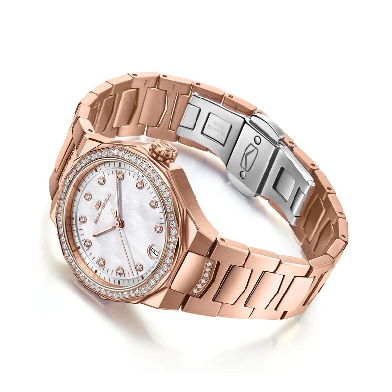 Extraordinary Series Polygonal Diamond-set Bezel Mother-of-pearl Dial Lady's Watch 34mm