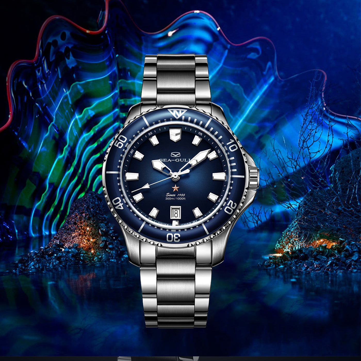 Seagull Ocean Series Pro 300M Diver – Professional Automatic Watch (Green, Blue & Black Edition)