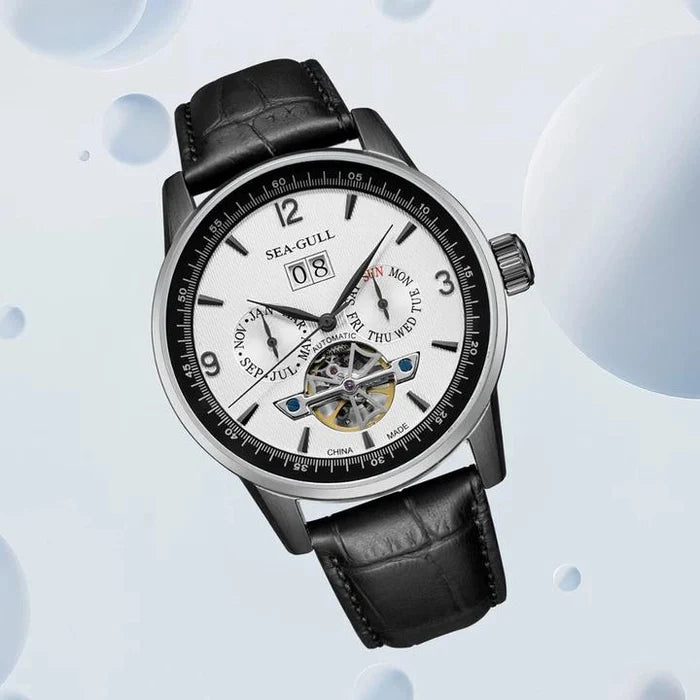 Multifunctional Full Calendar Date Day Display Open Heart Dress Watch 43mm