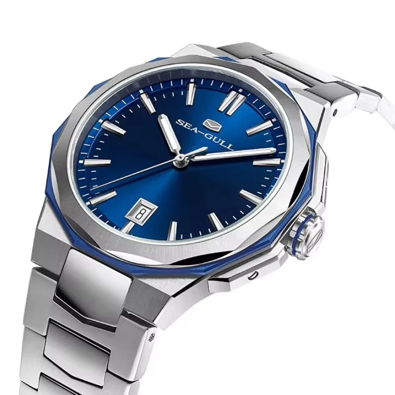 Extraordinary Series Polygonal Bezel Solid-color Sunburst Dial Dress Watch 40mm