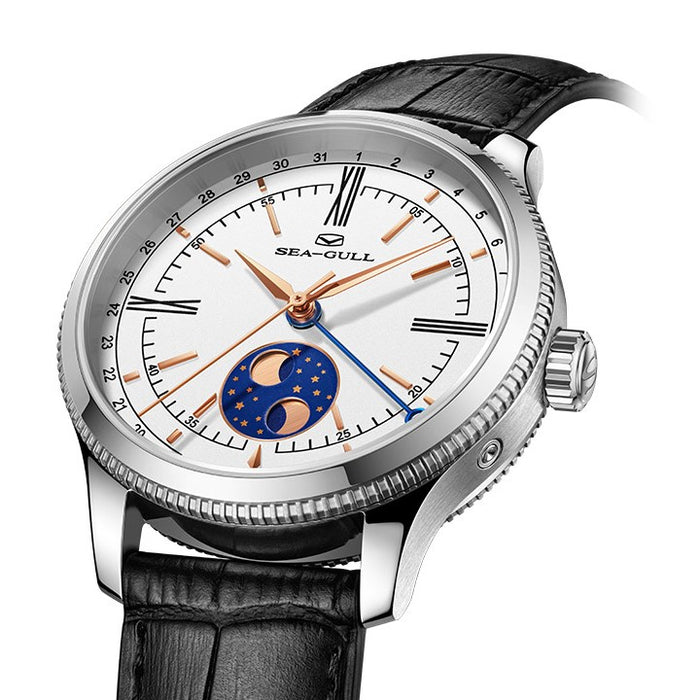 Dual-hemisphere Moon Display Calendar Business Leisure Dress Watch 41mm