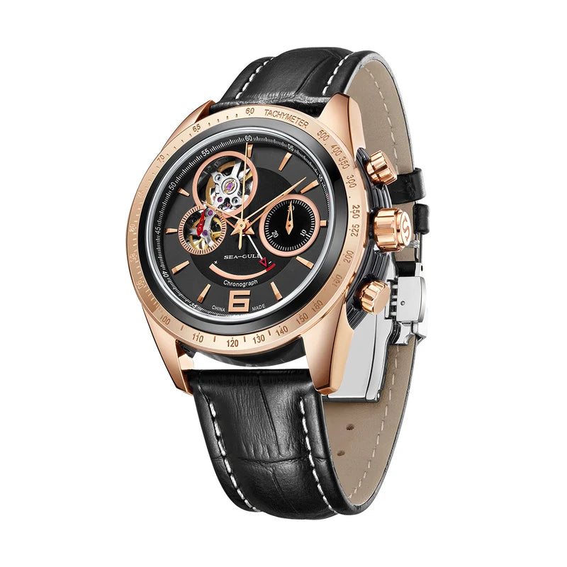 Racing Style Power Reserve Indicator Tachymeter Complication Chronograph 42mm