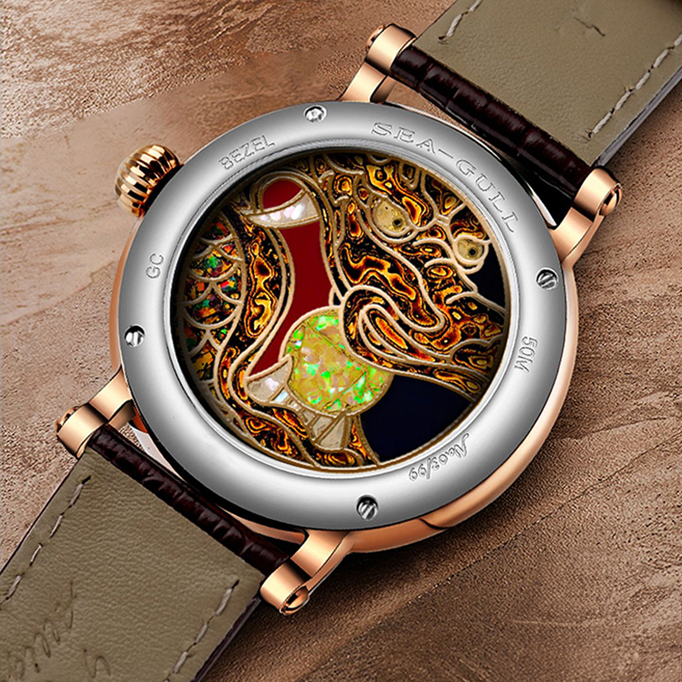 Seagull Chinese Zodiac Dragon Golden Lacquer Tourbillon Watch