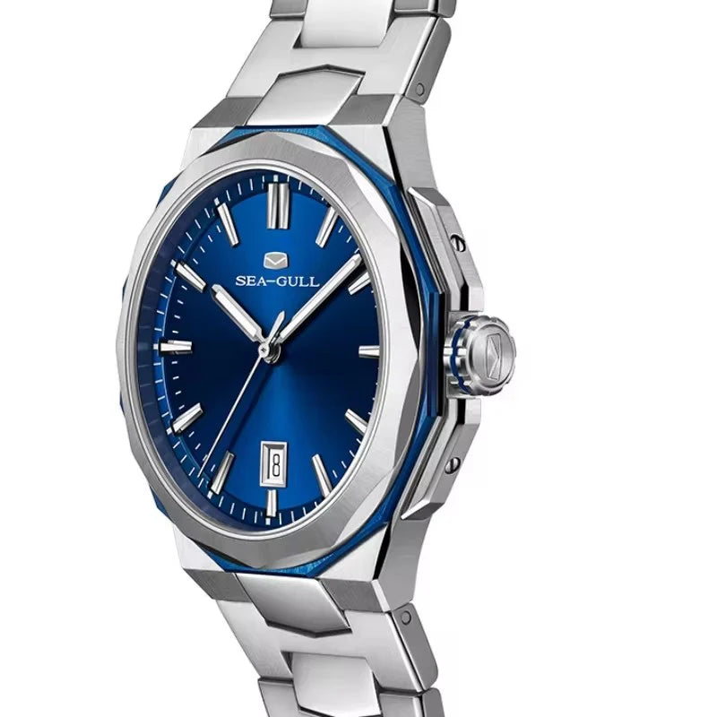 Extraordinary Series Polygonal Bezel Solid-color Sunburst Dial Dress Watch 40mm