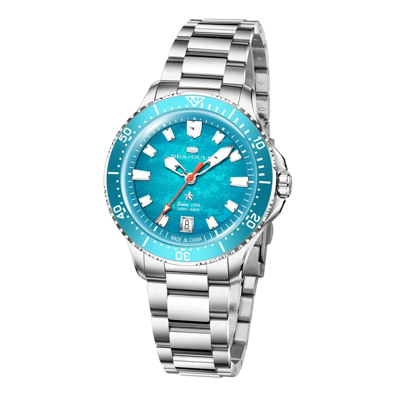 Ocean Series 200m Metallic Gradient Dial Calendar Dive Watch 39mm