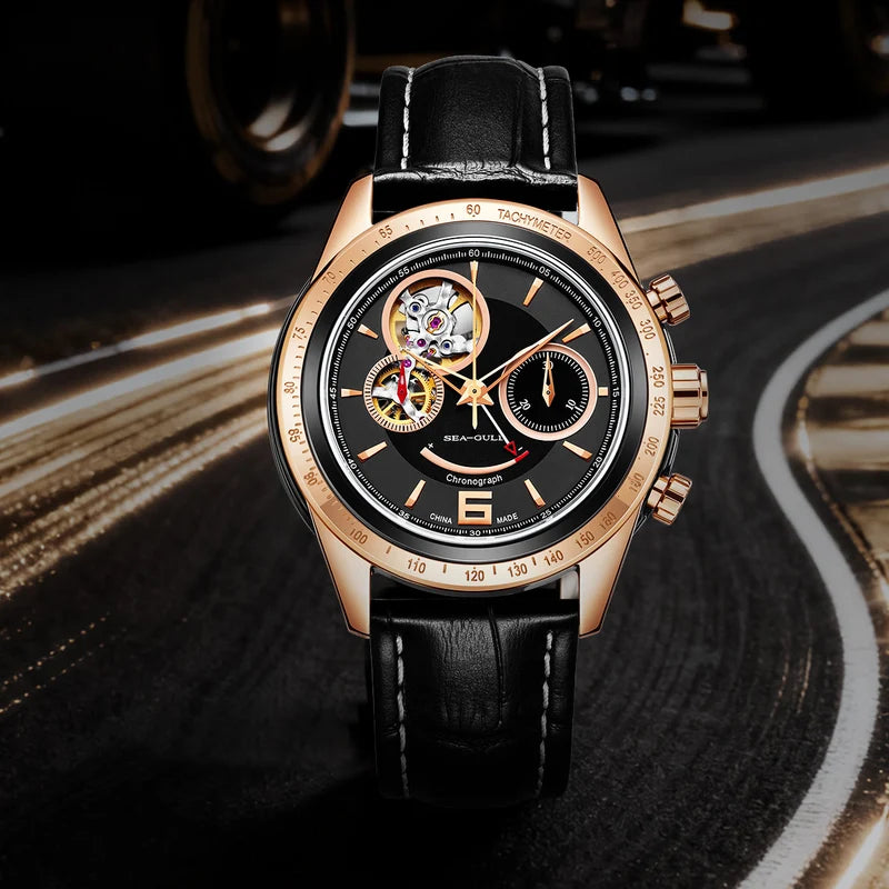 Racing Style Power Reserve Indicator Tachymeter Complication Chronograph 42mm