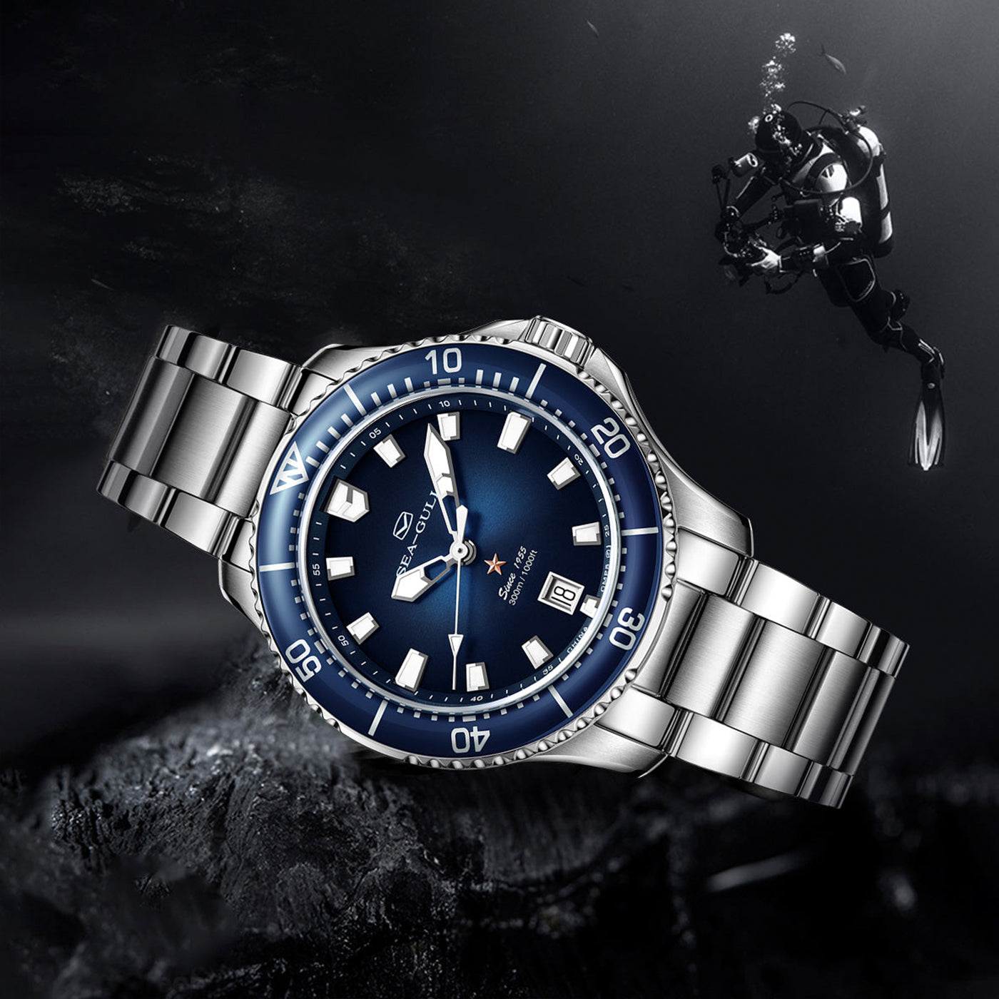 Seagull Ocean Series Pro 300M Diver – Professional Automatic Watch (Green, Blue & Black Edition)