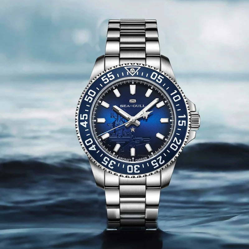 Ocean Series 200m Waterproof Aircraft Carrier Dial Dive Watch 44mm