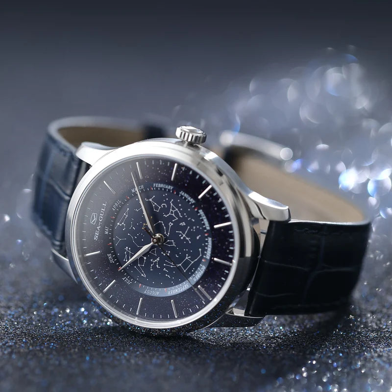 Chinese Astronomy Shimmering Goldstone Dial Complication Watch 41mm